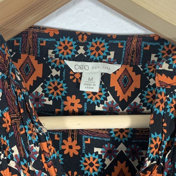 Cato Est. 1946 Geometric Boho Hippy Blouse Size Medium Women’s - Picture 4 of 9